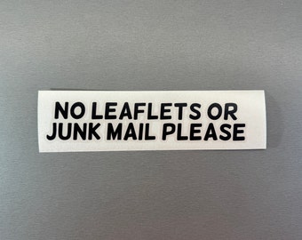 No Junk Mail Letterbox Vinyl, No Leaflets Door Vinyl, Letterbox Sticker, 29 Colours