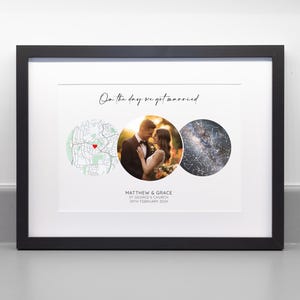 La nuit où nous nous sommes mariés, impression personnalisée de carte des étoiles, cadeau d'anniversaire de mariage, papier d'archives professionnel beaux-arts