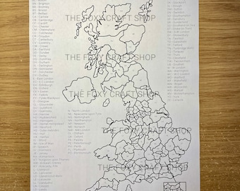 Carte imprimable du code postal britannique, carte des ventes, carte des commandes, fichier numérique
