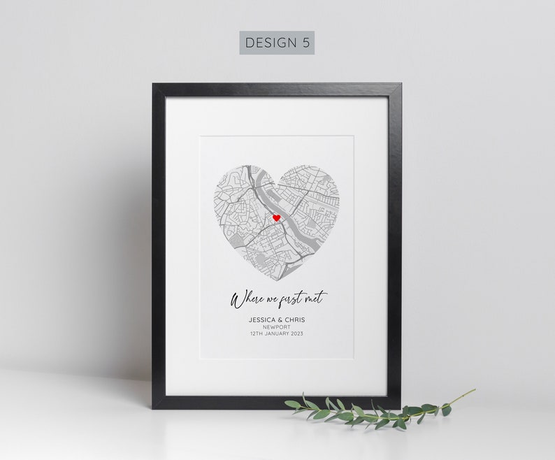 Personalised Where We First Met Print, Paper Wedding Gift, Anniversary Gift, Engagement Gift, Couple Gift Design 5