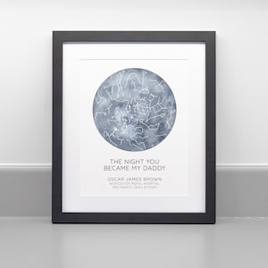 La nuit où vous êtes devenu mon père/maman, impression de carte des étoiles personnalisée, papier d'archives professionnel beaux-arts