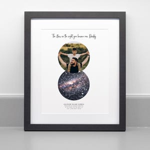 La nuit où vous êtes devenu mon père/maman, impression de carte des étoiles personnalisée, papier d'archives professionnel beaux-arts