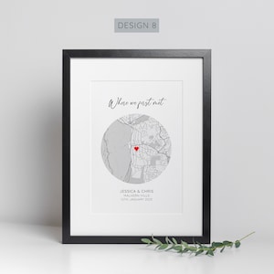 Personalised Where We First Met Print, Paper Wedding Gift, Anniversary Gift, Engagement Gift, Couple Gift Design 8