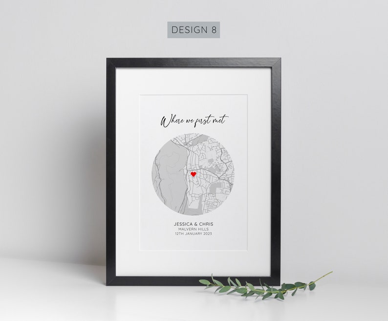 Personalised Where We First Met Print, Paper Wedding Gift, Anniversary Gift, Engagement Gift, Couple Gift Design 8