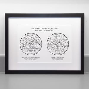 La nuit où vous êtes devenu mon père/maman, impression de carte des étoiles personnalisée, papier d'archives professionnel beaux-arts