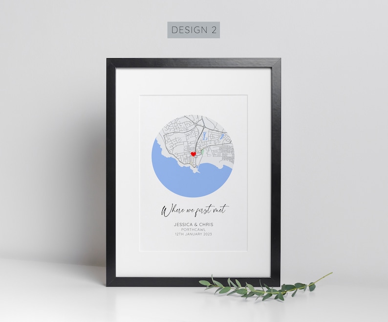 Personalised Where We First Met Print, Paper Wedding Gift, Anniversary Gift, Engagement Gift, Couple Gift Design 2