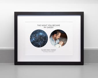 Personalised Star Map & Photo Print, The Night You Became My Daddy Mummy