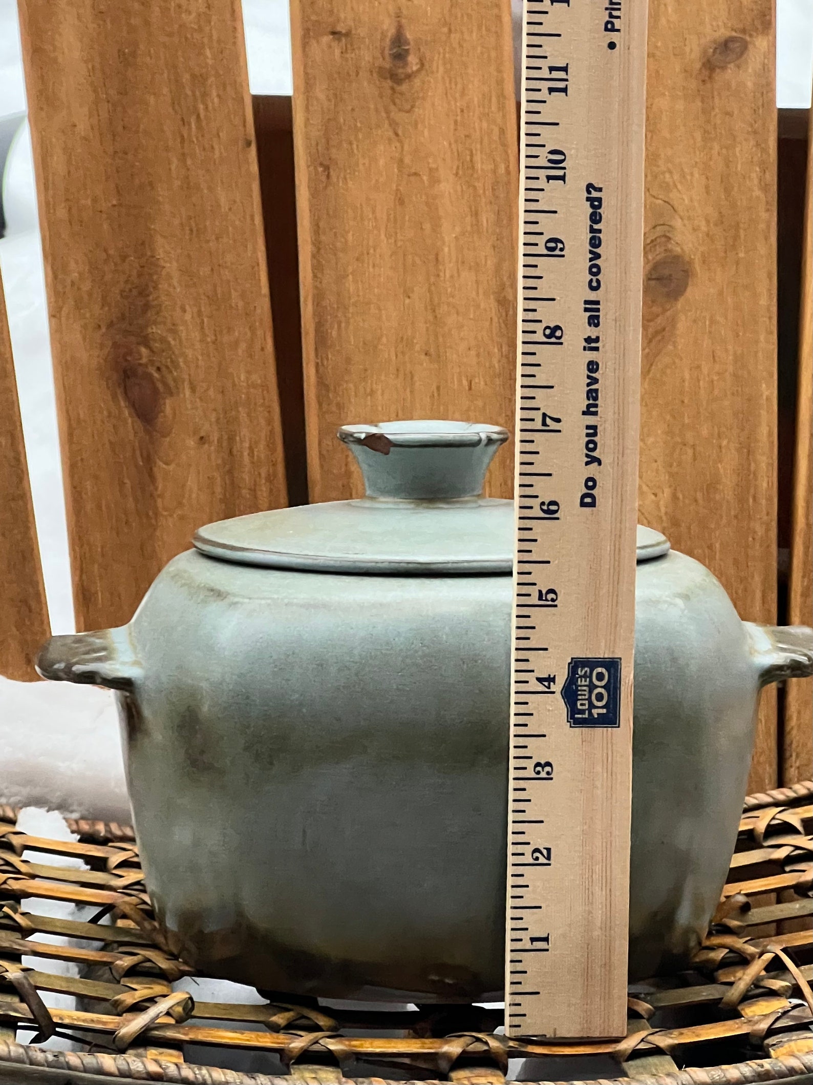 Ceramic Pot With Lid Frankoma Like in Moss Blue Etsy