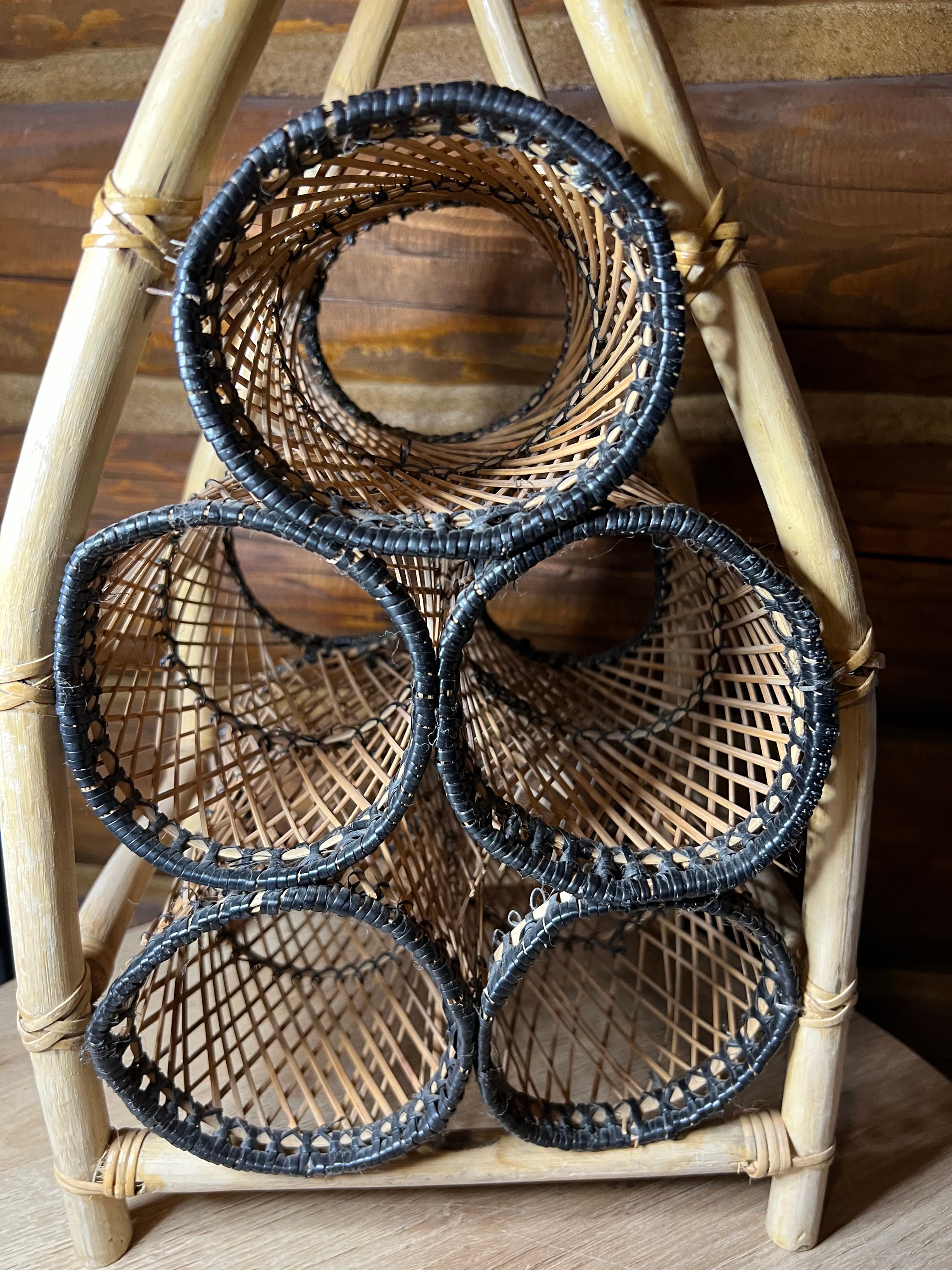 Vintage Wicker Wine Rack Etsy