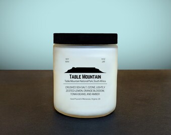 Table Mountain || Soy Candle (Ozone, Sea Salt, Lemon, Orange, and Amber) || Mountain Inspired || Handmade