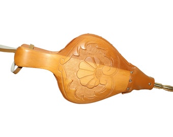 Vintage Hand Carved Wood and Brass Turtle Back Bellow New Old Stock Nautical Shell Relief