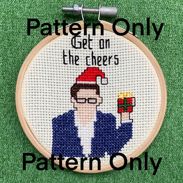 PATTERN ONLY - mini Christmas Dan Andrews Get on the cheers 3" cross stitch pattern