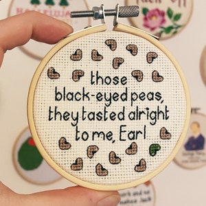 mini (3”) Żegnaj Earl, kurczaki, haft krzyżykowy