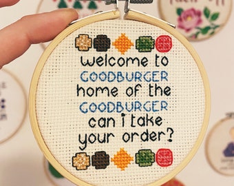 mini (3") Goodburger 90's nickelodeon cross stitch