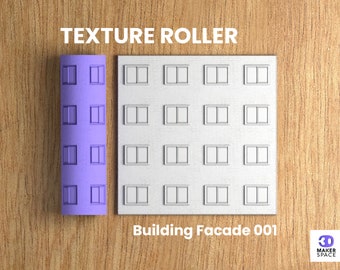 Building Facade 001 | Polymer Clay Seamless Texture Roller | Digital STL File