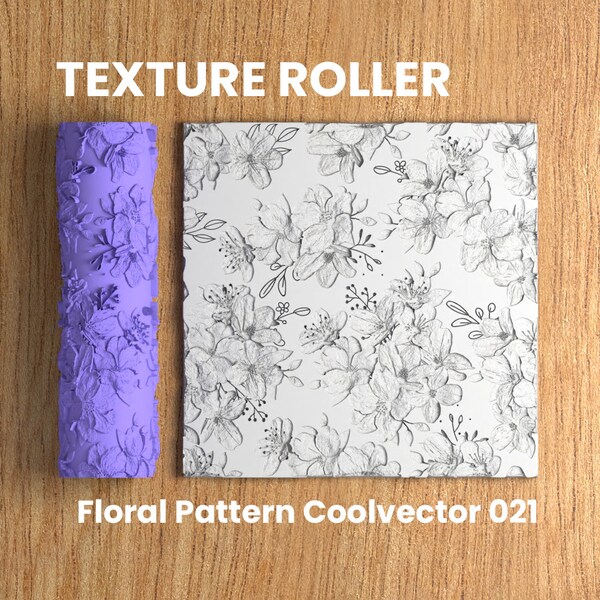 Floral Pattern Coolvector 021 | Polymer Clay Seamless Texture Roller | Digital STL File