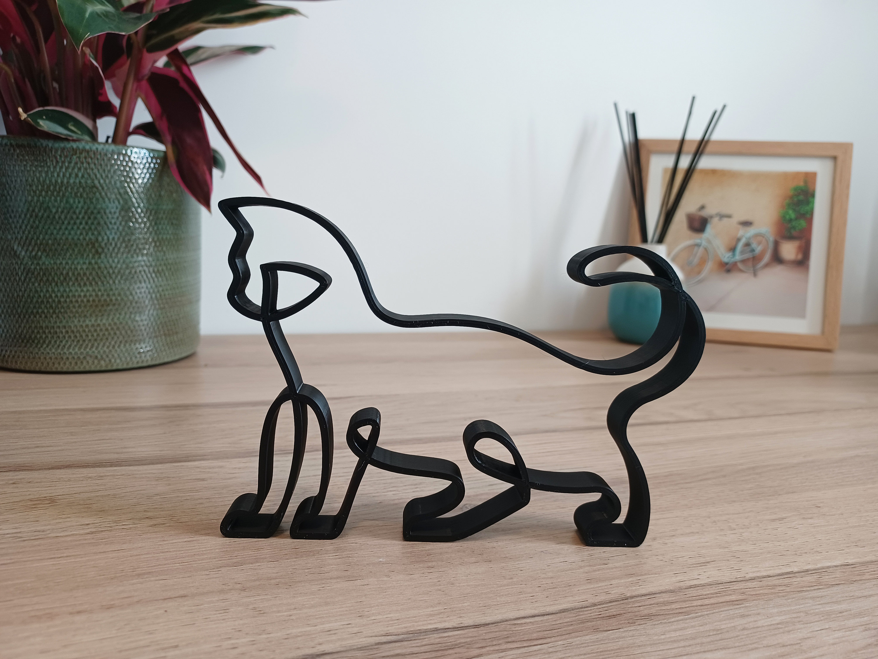 One Line Art Animal Cat Home Decoration 3D Print Art - Etsy