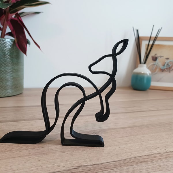 One Line Art, Animal, Kangaroo, Home Decoration, 3D Print Art