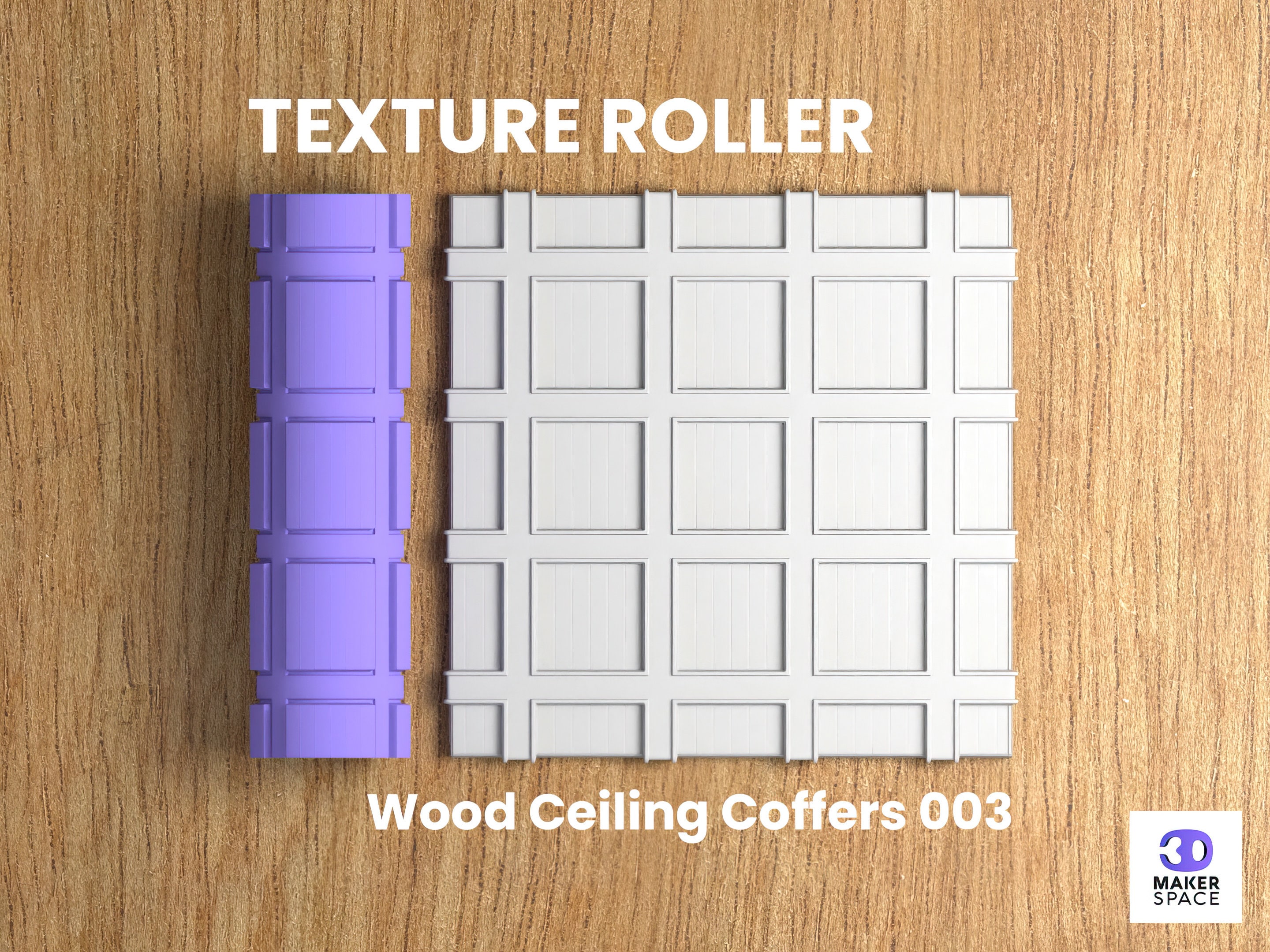 Wood Ceiling Coffers 003 | Polymer Clay Seamless Texture Roller | Digital  STL File