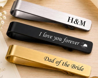 Custom Engraved Tie Bar, Engraved Tie Clip, Personalized Gift for Groomsman, Father of the Bride Gift, Personalized Gift for Men,Tie Pin