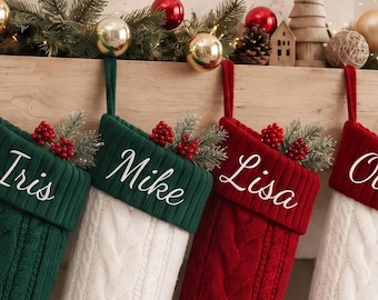 2026 Embroidered Family Name Christmas Stockings,Personalized Knit Christmas Stocking,Monogram Stocking,Christmas Family Gifts,Holiday Decor