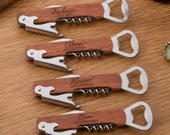 Personalized Groomsmen Gift,Custom Engraved Bottle Opener,Wedding Party Favor,Best Man Gift, Corkscrew Multi Tool,Bachelor Party Gift
