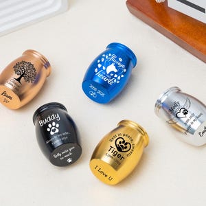 Miniurna personalizada para perros - Urna de cremación conmemorativa para perros personalizada con huella de pata - Recuerdo de cenizas, urna funeraria para mascotas, monumento conmemorativo grabado para la pérdida de mascotas