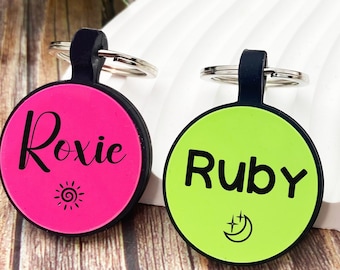 Soundless Dog Tag for Dogs,Double-Sided Engraving，Personalised Dog Tag,Cutsom Engraved Pet Name tag,Silicone Dog Id Tag for Collar, Pet Tags