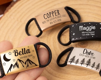 Slide-On Dog Tag,leuke gepersonaliseerde tag voor honden,Stil ID-tag voor honden,Aangepaste gravure dogtag,Stil huisdiertag voor katten,Huisdier ID-tag,Geen lawaai