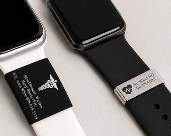 Läufer-ID-Tags, personalisierte medizinische ID-Tags, Allergie-Tags, Notfallkontakte, medizinischer Alarm-ID-Tag für Uhrenarmbänder, Alarmarmband