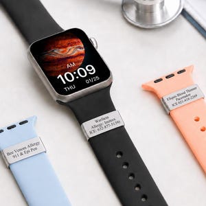 Etiqueta de alergia, etiqueta de alerta médica personalizada grabada para correa de reloj, etiqueta de identificación médica personalizada, etiqueta de identificación de alerta médica para correa de reloj