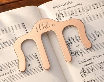 Music Teacher Appreciation Gift - Personalized Sheet Holder Bookmark Clip - Custom Engraved Name Piano Guitar Violin - Wedding Gift Idea