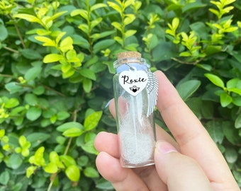 Personalized Pet fur memorial jar,pet hair keepsake, personalized glass jar memorial,glass vial for hair,rainbow bridge gift,Urn Memorial