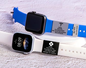 Alert ID Tag For Watch Band,Personalized ID tag for watch band,Medical Alert Id Tag For Watch Band,Alert bracelet,Runner Id Tags