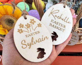 Ostern Personalisierte Holz Namen Tags、Anpassbare Namen Tags für Osterkörbe und Eiersuchen、Custom Osterdekoration、Ei Tag mit Namen