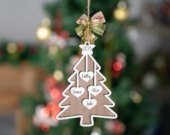 Custom Pet Ornament with Engraved Names for Christmas, Personalized Tree Decoration Holiday Gift