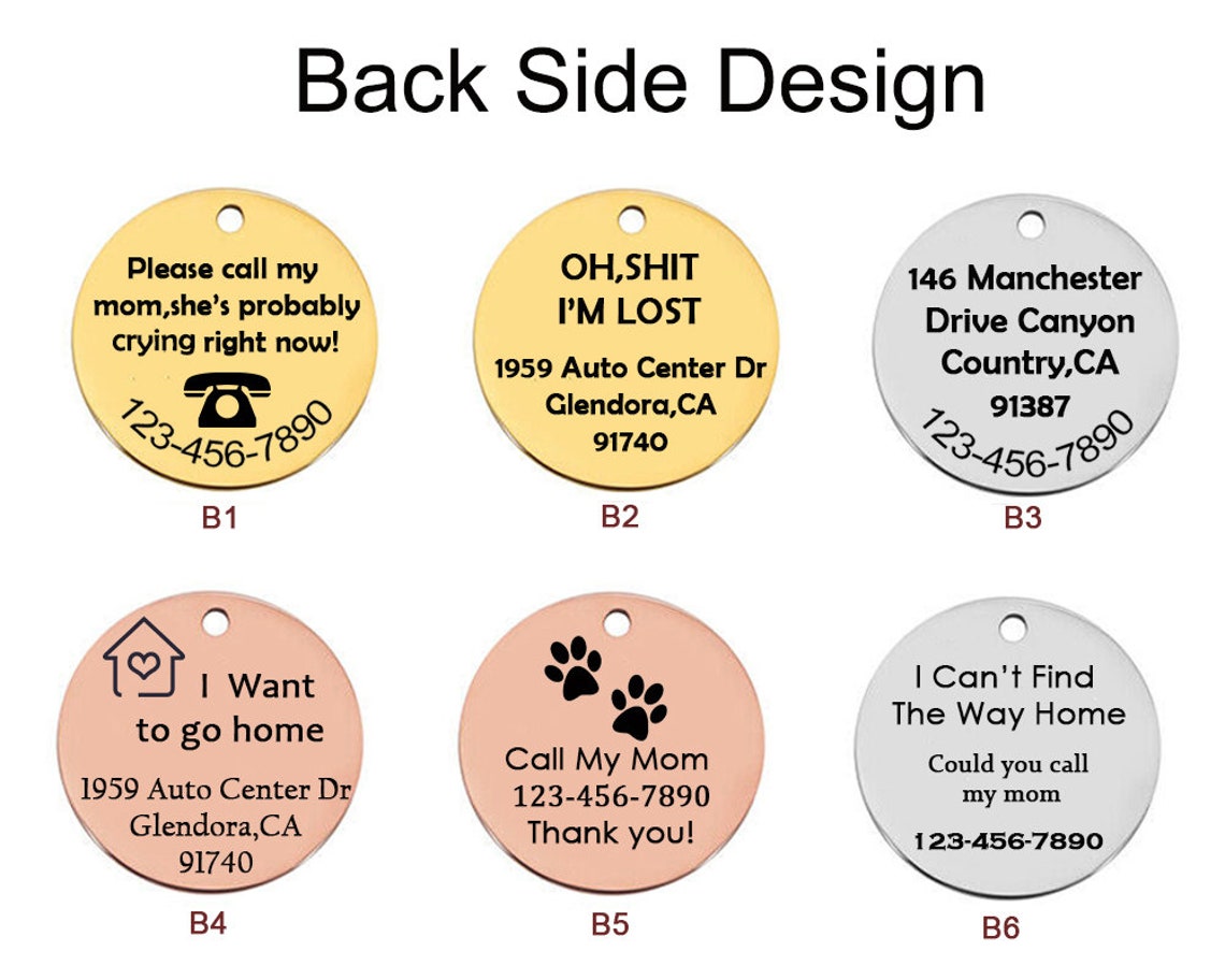 Cute Dog Tag Personalized Dog Tag Microchip Rose Gold Dog Tag Etsy