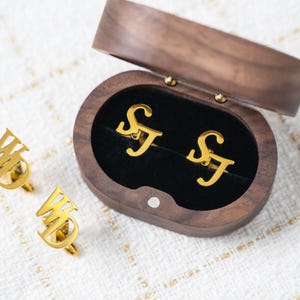 18K Custom Initial Cufflinks,Personalized Name Cufflinks,Letter Custom Cufflinks,Groom Cufflinks,Wedding Gift,Monogrammed Cufflinks