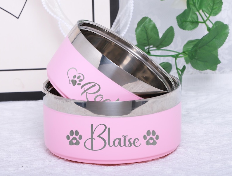 Custom Dog Feeder Bowls Insulated Stainless Steel Pet Bowl With Name