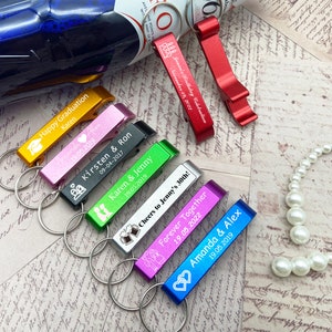 Porte-clés personnalisés gravés en vrac, porte-clés gravés pour bière personnalisée pour cadeaux de mariage, Quinceanera, porte-clés personnalisés Réunion.