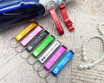 Bulk Engraved Custom Keychains Bottle Opener, Personalized Keychain for Party, Engraved Custom Beer Key Fob For Wedding Favors, Beer Openers