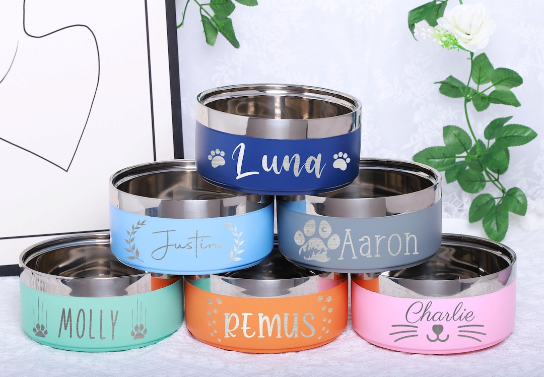 Custom Dog Feeder Bowls Insulated Stainless Steel Pet Bowl With Name