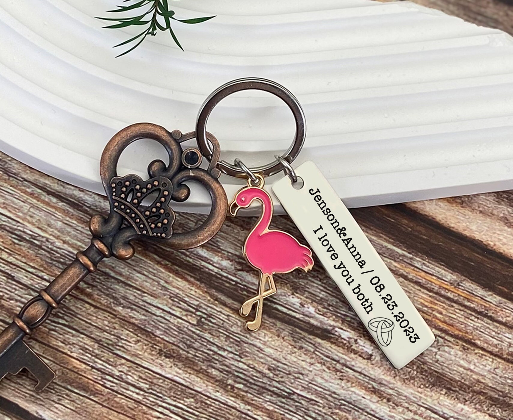 KUIYAI Portachiavi con fenicottero regalo motivazionale per amanti dei fenicotteri, idea regalo, 3.0, Acciaio inossidabile
