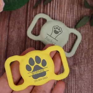 Customized Pet Apple Air Tag Holder for Dog Collar Personalized Engraved Airtag Case Silicone Pet Collar Holder AirTag Cover Pet ID tag