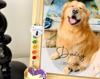 Rainbow Bridge Pet Memorial Gift,Personalized Dog/Cat Sun Catcher,Pet Grave Marker,Dog Sympathy Gift,Pet Rainbow Bridge Remembrance