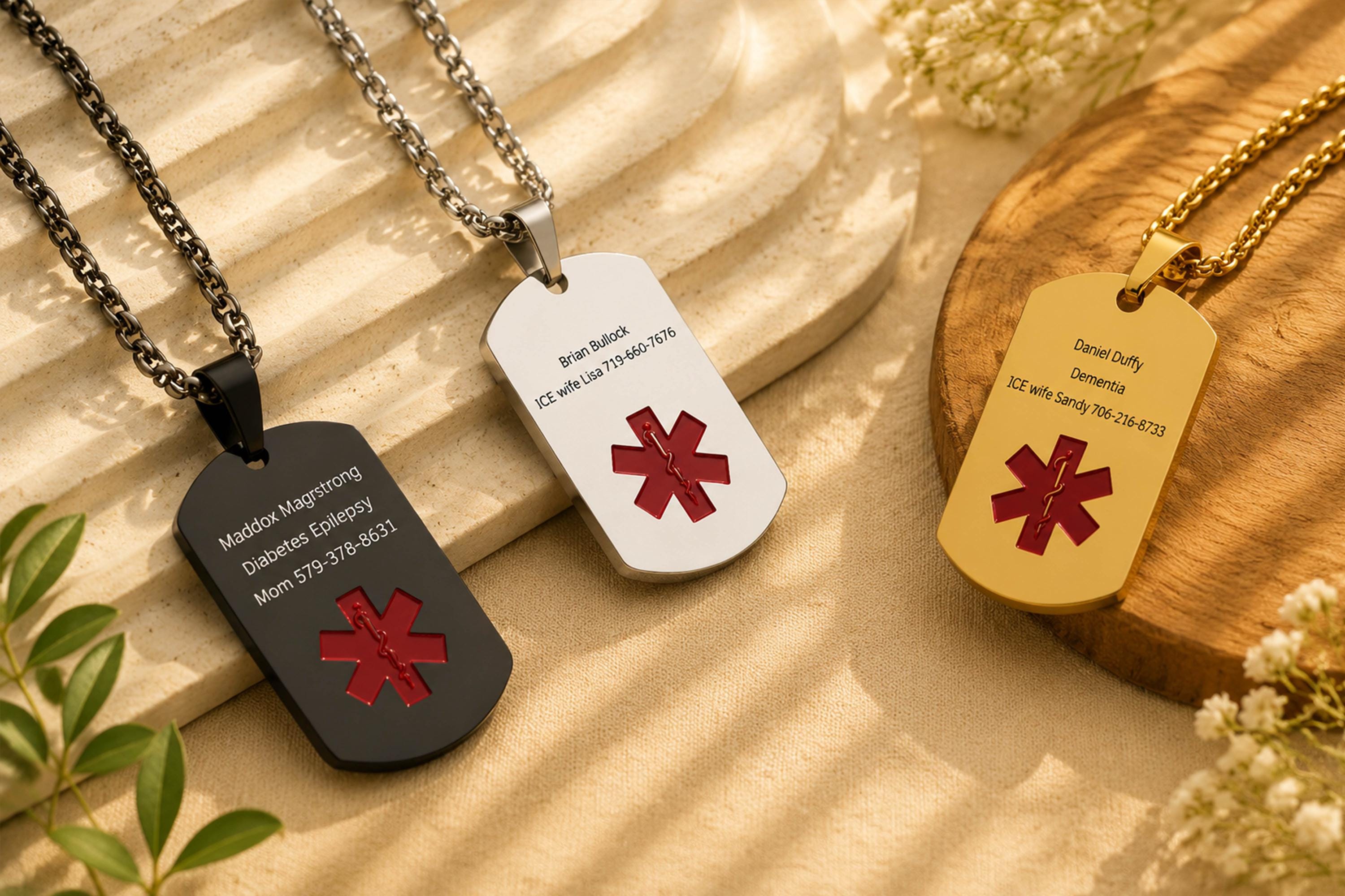 Personalized Stainless Steel Men's & Women's Medical Alert Necklace ...