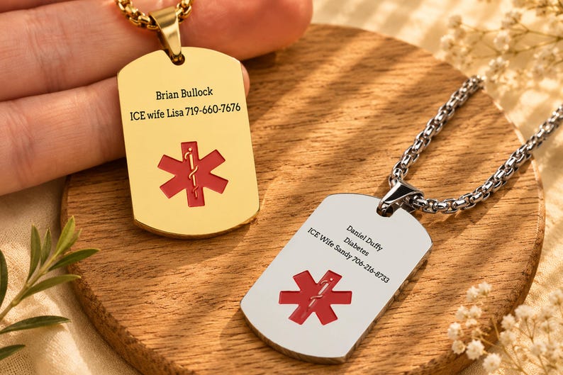 Personalized Stainless Steel Men's & Women's Medical Alert Necklace ...