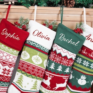 Personalized Family Christmas Stocking,Embroidered Christmas Stocking,Knitted Stockings With Name,Christmas Stocking,Holiday Decor Gift