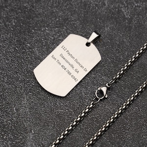 Custom Medical Alert Necklace for Men Women Stainless Steel Engraved ...