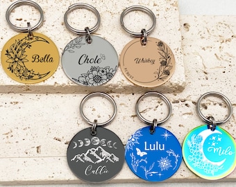 Placa de identificación para perro, placa de identificación personalizada, placa grabada, placa de identificación para mascotas, placa de identificación arcoíris negra, placa personalizada para perro y gato, placa de acero inoxidable.